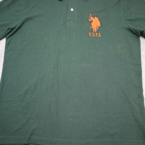 U.S. Polo Assn. Shirt Mens L Green USPA Large Orange Logo Short Sleeve Golf - Picture 10 of 16